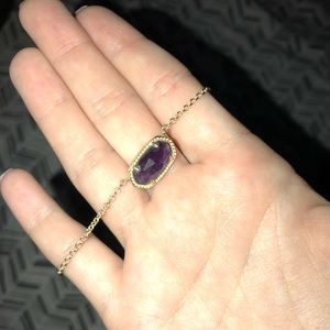 Purple Kendra Scott necklace w/ gold chain